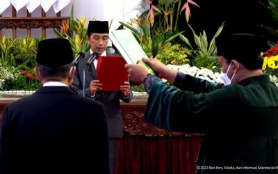 Presiden Jokowi lantik dua menteri baru Kabinet Indonesia Maju di Istana Merdeka, Jakarta, Rabu kemarin. (Foto: Pikiran Rakyat)