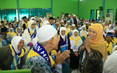Ilustrasi calon jamaah haji setiba di Asrama Haji Surabaya di Sukolilo, Jawa Timur, tahun 2019 lalu. (Foto: Kominfo Jatim)