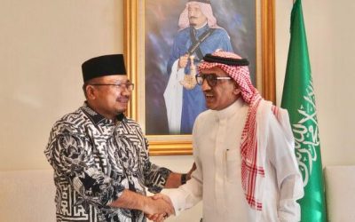 Menag Yaqut saat bertemu Dubes Saudi untuk Indonesia