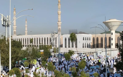 Jamaah calon haji pada Senin (26/6/2023) mulai memadati Masjid Namirah